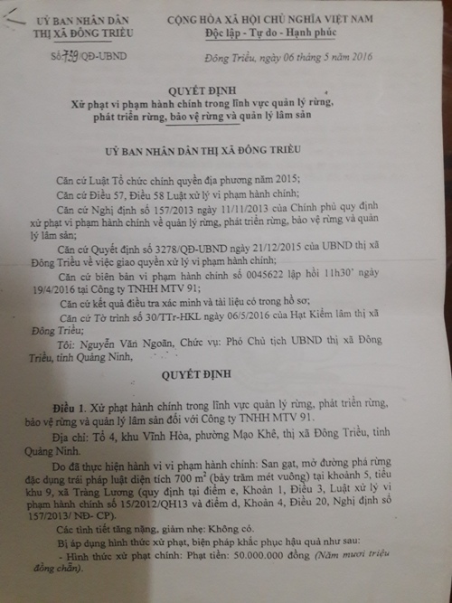 Đông Triều: Phá rừng đặc dụng, báo cáo sai sự thật?