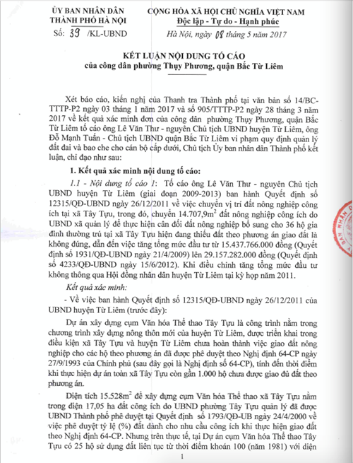 Hà Nội kết luận sai phạm đối với ông Lê Văn Thư, Bí thư quận Bắc Từ Liêm - Hình 2