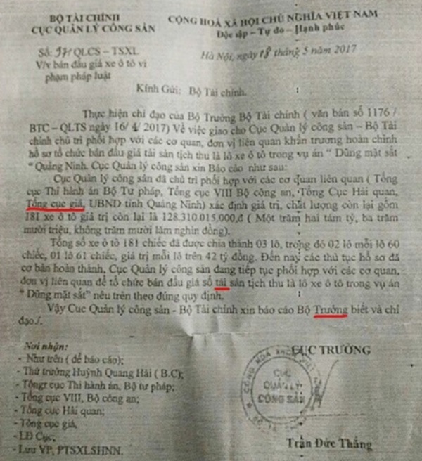 Xuất hiện văn bản mạo danh Bộ Tài chính và Cục Quản lý công sản