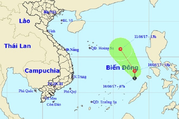 Xuất hiện áp thấp nhiệt đới trên biển Đông