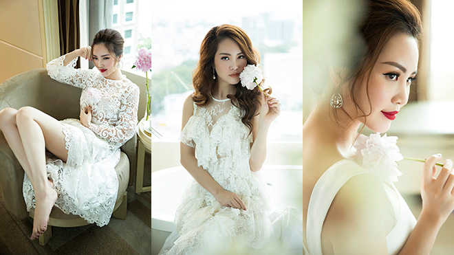 Á hậu Thụy Vân đẹp “mong manh” trong sắc trắng tinh khôi