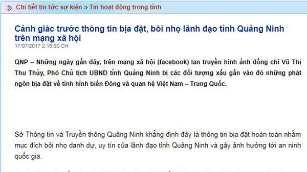 Bộ Công an vào cuộc vụ bôi nhọ PCT Quảng Ninh trên Facebook - Hình 1