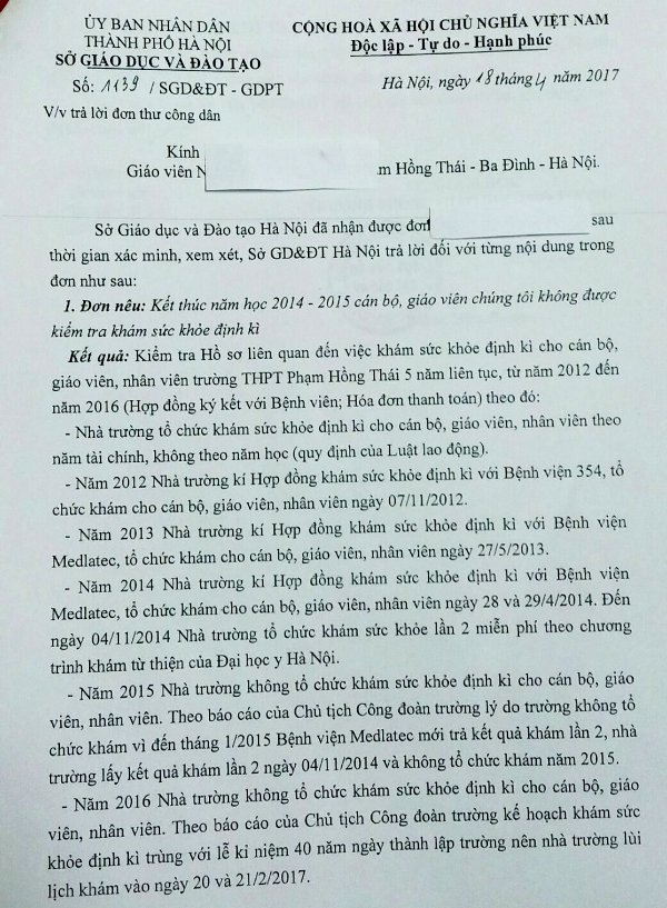 Hà Nội: Cần làm rõ những nội dung tố cáo của giáo viên Trường THPT Phạm Hồng Thái - Hình 4