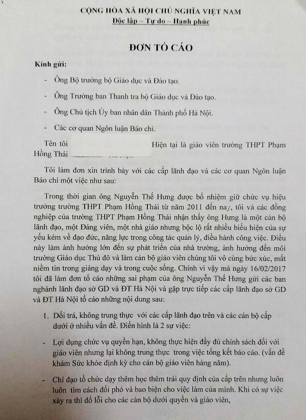 Hà Nội: Cần làm rõ những nội dung tố cáo của giáo viên Trường THPT Phạm Hồng Thái - Hình 2