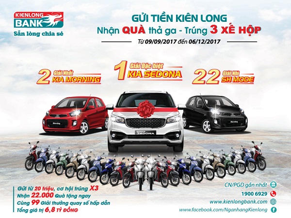 “Gửi tiền Kiên Long - Nhận quà thả ga - Trúng 03 xế hộp”