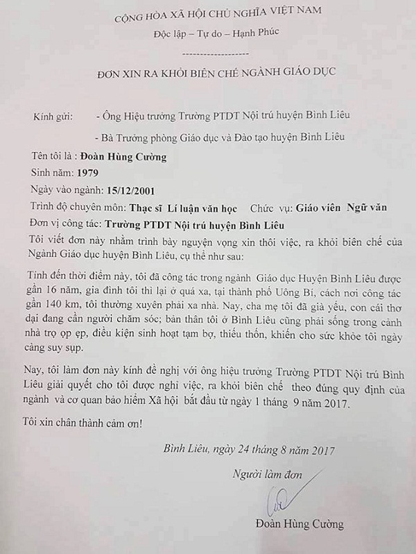 Quảng Ninh: Sự thật gây “bão” về việc thầy giáo công tác 16 năm xin ra khỏi ngành - Hình 1