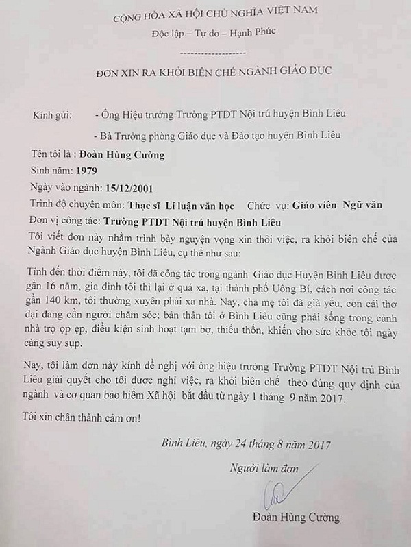 Quảng Ninh: Sự thật gây “bão” về việc thầy giáo công tác 16 năm xin ra khỏi ngành