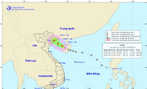 Chiều nay, áp thấp nhiệt đới vào Quảng Ninh-Hải Phòng