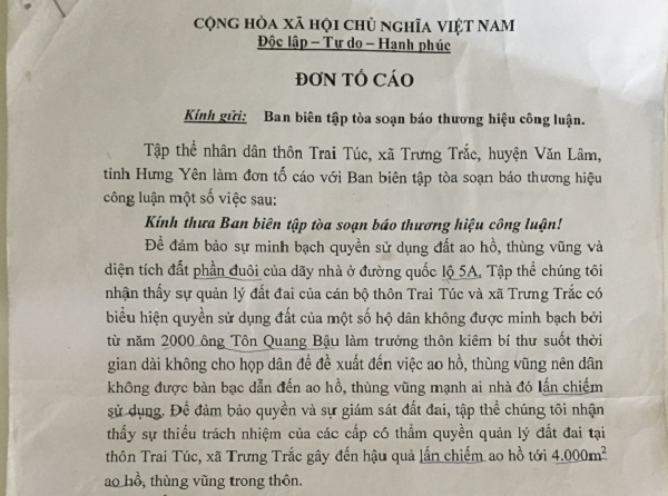Huyện Văn Lâm (Hưng Yên): Dân tố Trưởng thôn ngang nhiên chiếm đất công - Hình 1