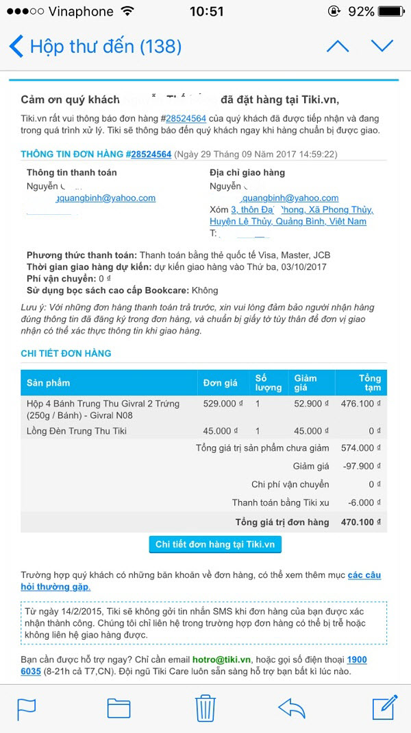 Khách hàng tố Tiki bội tín khi mua hàng qua mạng...