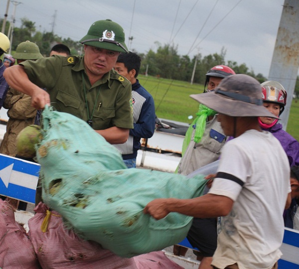 Hà Tĩnh: Lật xe container, người dân giúp tài xế thu gom 26 tấn hoa quả - Hình 3
