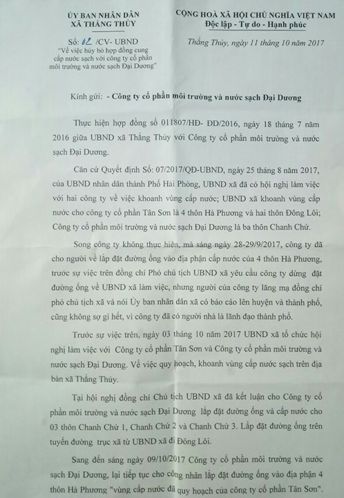 Tiếp bài DN kêu cứu vì bản HĐ “chồng lấn”của UBND xã: Hủy HĐ với Công ty Đại Dương