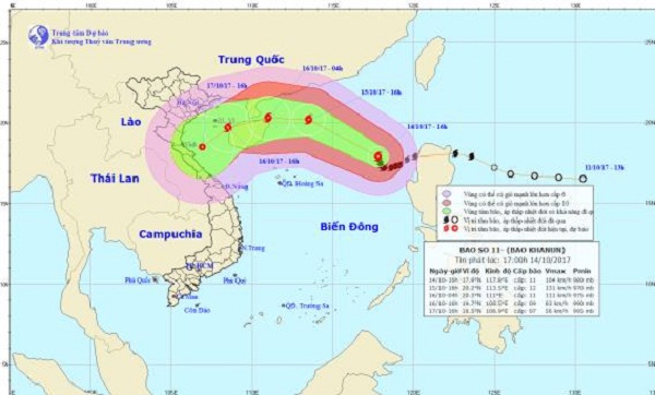 Bão số 11 dự báo chuyển hướng vào Hà Tĩnh