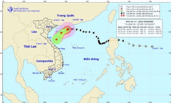 Bão số 11 sắp di chuyển vào Vịnh Bắc Bộ và suy yếu thành áp thấp nhiệt đới