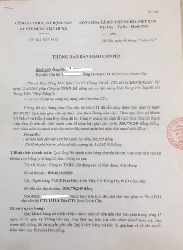 Eco Green City: CĐT có “ép” khách hàng nhận nhà khi công trình chưa đủ điều kiện? - Hình 3