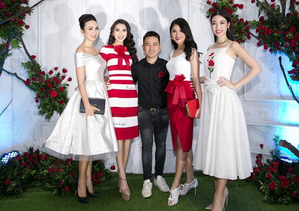 Dàn hoa hậu Việt đọ sắc trên thảm đỏ chúc mừng NTK Lê Thanh Hòa