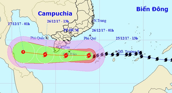 Bão số 16 - Tembin lệch dần xuống phía nam