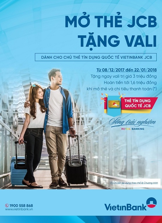 VietinBank ưu đãi “Mở thẻ JCB - Tặng vali”