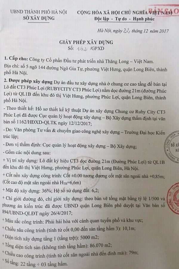 Long Biên (Hà Nội): Dự án Chung cư Ruby City thi công khi chưa được cấp phép - Hình 2