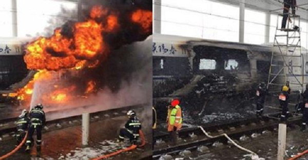 Trung Quốc: Tàu cao tốc bốc cháy do chập điện