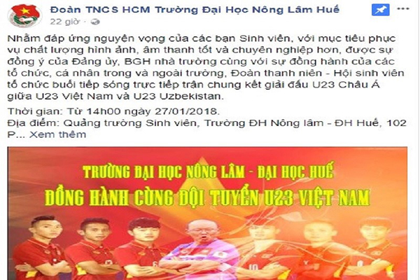Nhiều trường đại học ở Huế lắp màn hình khủng cổ vũ U23 Việt Nam - Hình 2
