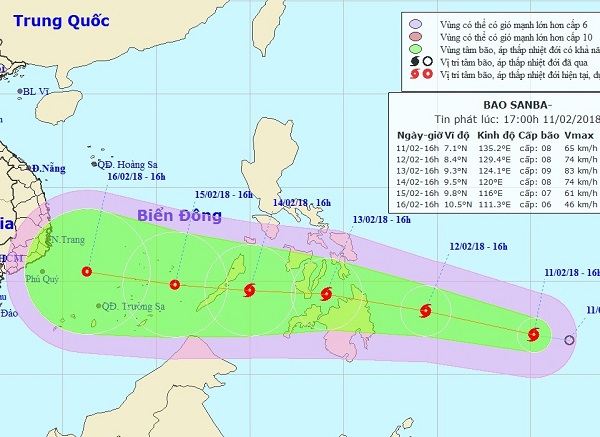 Xuất hiện bão gần Biển Đông (Bão Sanba)