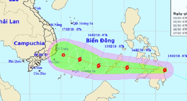 Bão Sanba di chuyển nhanh theo hướng Tây Tây Bắc, tâm bão gió giật cấp 10