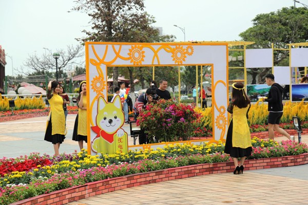 Người dân phố biển Đà Nẵng rộn ràng bên đường hoa xuân - Hình 6