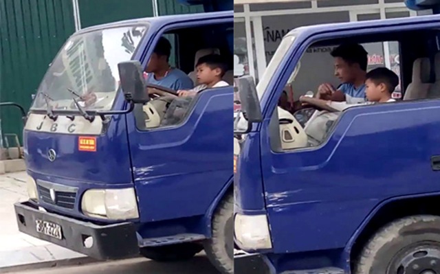Bé trai 10 tuổi lái xe tải phóng vun vút trên phố khiến người đi đường phát hoảng - Hình 1