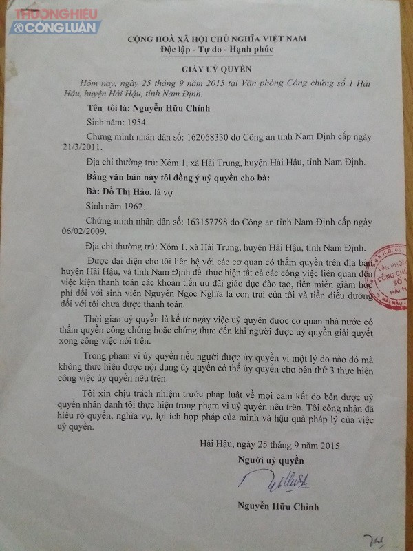 Nam Định: Gia đình chính sách gian truân tìm công lý - Bài 4: Thừa nhận giấy ủy quyền là “giả” - Hình 3