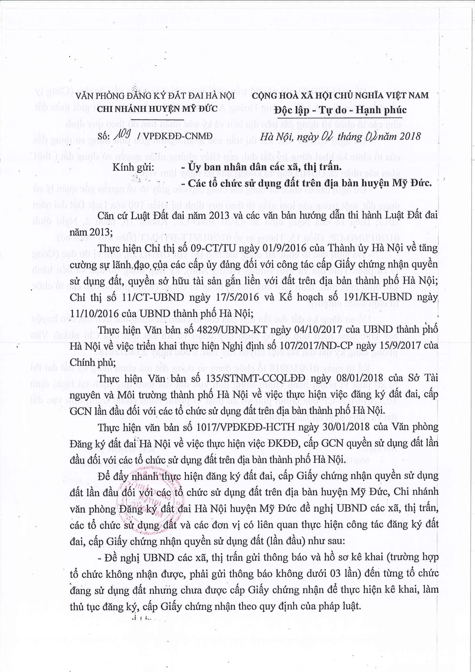 Văn phòng ĐKĐĐ huyện Mỹ Đức (Hà Nội): PGĐ có “lạm quyền” khi ban hành văn bản?