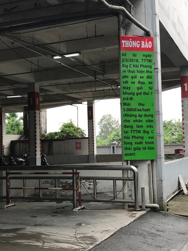 TTTM BigC Hải phòng sẽ thu phí gửi xe vào khung giờ thứ 7