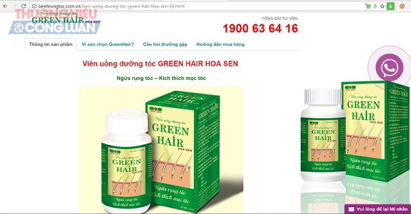 TPCN Viên uống dưỡng tóc GREEN HAIR HOA SEN ‘thổi phồng’ quảng cáo về bổ thận bổ gan? - Hình 1