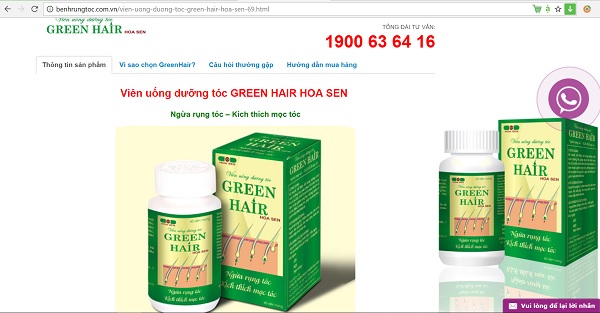 TPCN Viên uống dưỡng tóc GREEN HAIR HOA SEN ‘thổi phồng’ quảng cáo về bổ thận bổ gan?