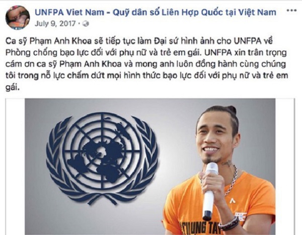 Quỹ dân số Liên hợp quốc gỡ bỏ hình ảnh Phạm Anh Khoa khỏi fanpage - Hình 1