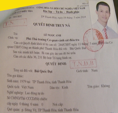 Thanh Hóa: Truy nã đối tượng Đạt 'Ma'