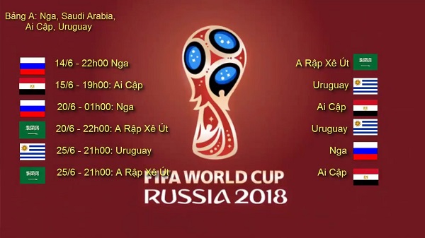 Lịch thi đấu World Cup 2018 theo giờ Việt Nam - Hình 1