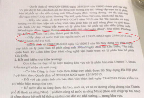 Urenco 7 xả thải bẩn ra môi trường: Kỳ 3 - Đoàn kiểm tra “bỏ qua” giấy phép?