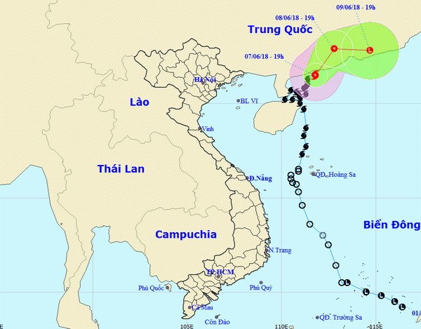 Bão số 2 sẽ suy yếu dần thành áp thấp nhiệt đới