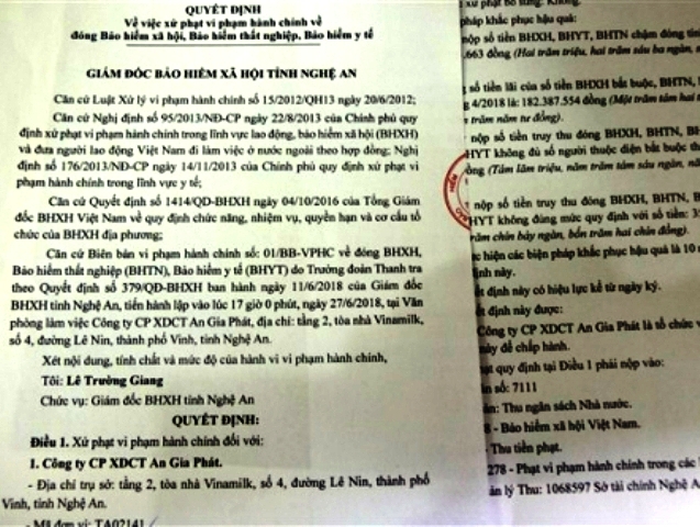 Nghệ An: Doanh nghiệp bị phạt nặng vì chậm, trốn đóng BHXH cho người lao động