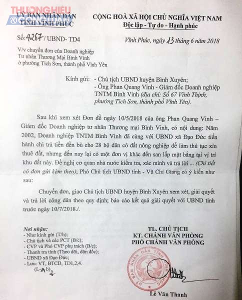 Vĩnh Phúc: UBND huyện Bình Xuyên chậm trễ trả lời kiến nghị của doanh nghiệp - Hình 2