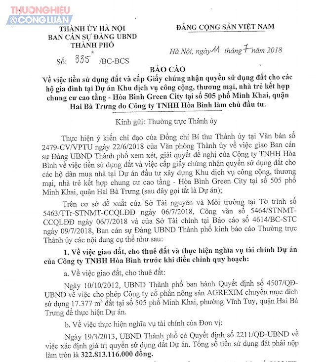 Cục Thuế TP Hà Nội: CĐT Hoà Bình Green City vẫn nợ thuế và tiền phạt chậm nộp thuế - Hình 1