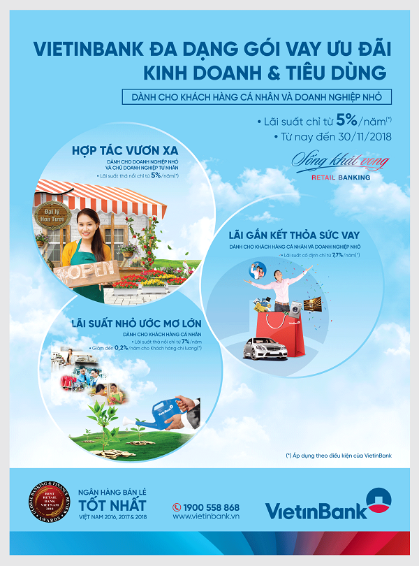 VietinBank ưu đãi lãi suất cho vay đối với khách hàng cá nhân và doanh nghiệp nhỏ