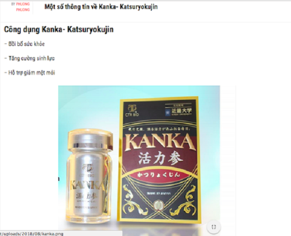Cẩn trọng với quảng cáo thực phẩm bảo vệ sức khỏe Kanka Katasuryokujin