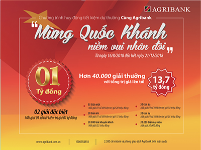 Agribank - Nhiều khuyến mại lớn dịp Quốc khánh