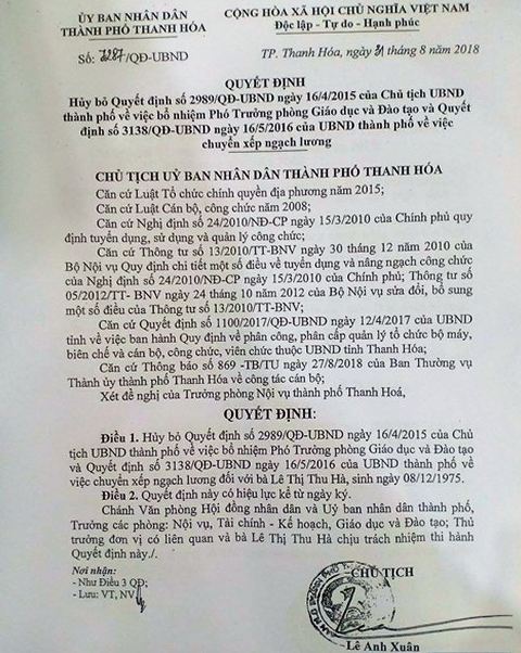 Hủy bỏ quyết định bổ nhiệm nhiều phó phòng - Hình 1