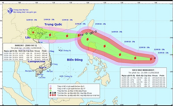 Bão số 5 có khả năng mạnh thêm, siêu bão Mangkhut hướng Bắc Biển Đông - Hình 1