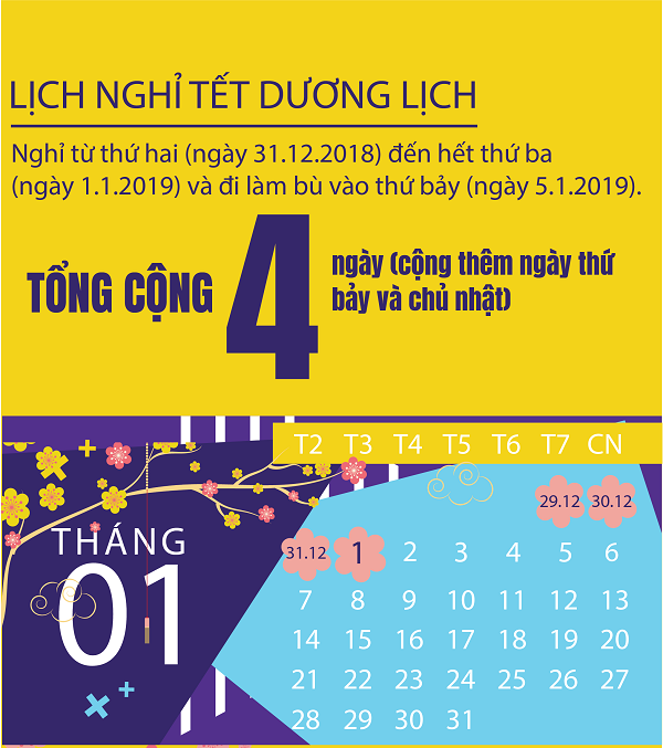 Lịch nghỉ Tết dương lịch, âm lịch và các ngày lễ năm 2019