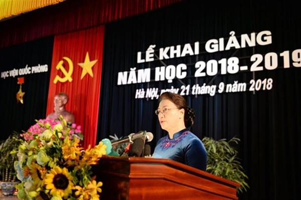 Chủ tịch Quốc hội Nguyễn Thị Kim Ngân dự Lễ khai giảng tại Học viện Quốc phòng - Hình 1