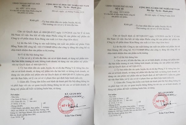 Sở Y tế Hà Nội lên tiếng việc thu hồi công bố 2 sản phẩm An nữ Thảo Khang và Vĩnh Hồng Xuân